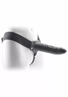 Real Rapture Hollow Strap On Dildo 8 Inch Black