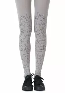 Zohara "Cat Lady" Light Grey Tights