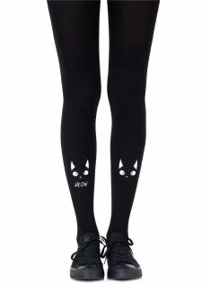 Zohara "Nice Kitty" White Print Tights