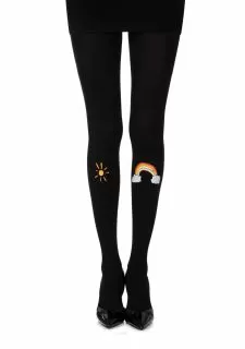Zohara "Over The Rainbow" Black Print Tights