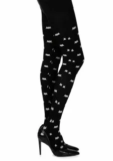 Zohara "Super Hero" Black Print Tights