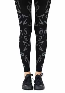 Zohara "Lucky Number" Light Grey Print Footless Tights