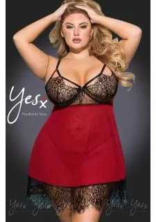 YesX YX958Q Black/Red Babydoll Set