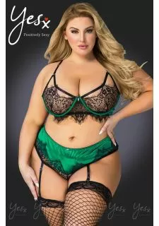 YesX YX957Q Black/Emerald Bra Set