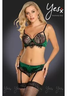 YesX YX957 Black/Emerald Bra Set