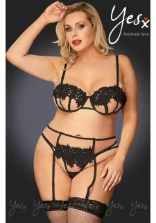 YesX YX953Q 3pc Black Bra Set