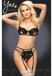 YesX YX953 3pc Black Bra Set