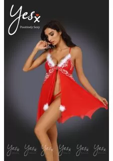 YesX YX949 Red/White Babydoll & Thong Set