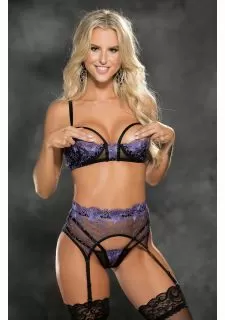 Shirley of Hollywood 31427 Suspender Belt Black/Purple