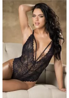Shirley of Hollywood 31384 Lace Teddy Navy