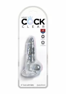 King Cock Clear 4 Inch Dildo with Balls