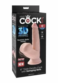 King Cock Plus 6 Inch Triple Density Dildo With Swinging Balls