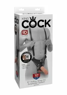 King Cock 10 Inch Hollow Strap On Suspender System