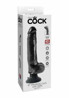 King Cock 9 Inch Vibrating Dildo with Balls