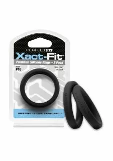 PerfectFitBrand #16 Xact-Fit Cock Ring 2-Pack - Black