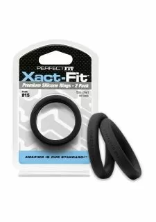 PerfectFitBrand #15 Xact-Fit Cock Ring 2-Pack - Black