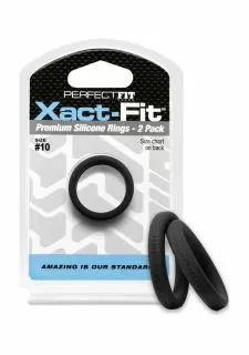PerfectFitBrand #10 Xact-Fit Cock Ring 2-Pack - Black