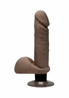 The D - Perfect D with Balls Vibrating - 7 Inch Dildo - Chocolate