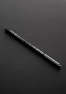 Shots - Steel DIP STICK Ribbed Urethral Sounds (10x240mm) - Brushed Steel