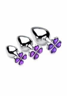 Booty Sparks Violet Flower Gem Anal Butt Plug Set