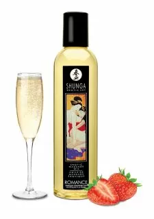 Shunga Champagne & Strawberries Massage Oil - 240 ml