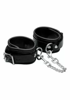 Mistress Premium Leather Ankle Cuffs - Black