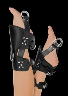 Ouch! Pain Suspension Cuffs Saddle Leather Heavy Duty - Black
