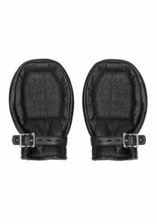 Ouch! Pain Bondage Mittens Padded With Metal Teeth - Black
