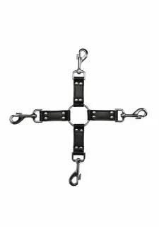 Ouch! Pain 4-way Leather Hogtie Cross - Black