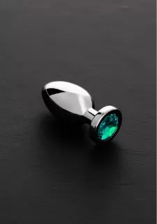 Shots - Steel Jeweled Butt Plug AQUA BLUE LIGHT - Small
