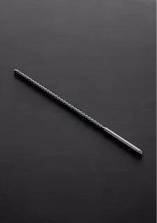 Shots - Steel DIP STICK Ribbed Urethral Sounds (6x240mm) - Brushed Steel