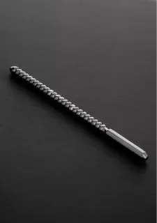 Shots - Steel DIP STICK Ribbed Urethral Sounds (12x240mm) - Brushed Steel