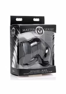 Master Series Detained Black Restricted Chastity Cage with Nubs