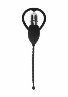 Ouch Urethral Sounding Vibrating Bullet Plug - Black