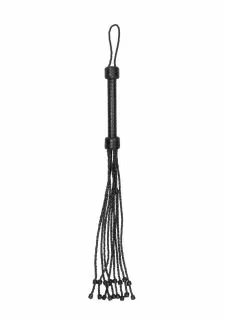 Ouch! Pain Short Leather Braided Flogger - Black