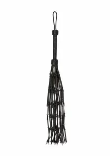 Ouch! Pain Saddle Leather With Barbed Wire Flogger 30"" - Black