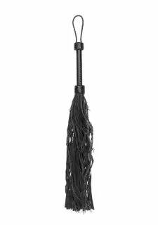 Ouch! Pain Leather Suede Barbed Wired Flogger - Black