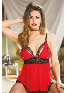 Split Cup Babydoll Red/Black
