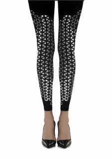 Zohara "Beat Goes On" Black Print Footless Tights