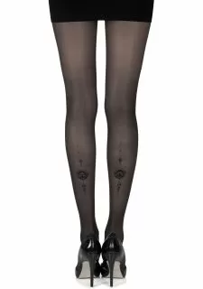 Zohara "Jewel In The Night" Black Sheer Print Tights