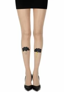 Zohara "The Perfect Storm" Skin Sheer Print Tights