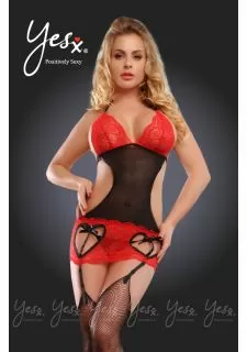 Yesx YX936 3pc Dress set Red/Black