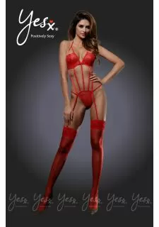 Yesx YX931 2pc Garter and Stockings Red