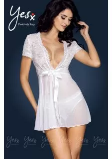 Yesx YX169 3pc Gown,panty & Belt White