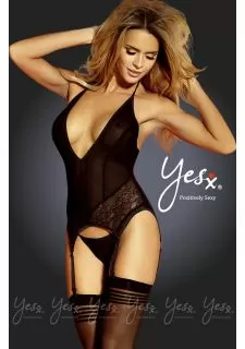 Yesx YX159 Bustier 3 pc Set Black