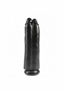 King Cock 11 Inch Realistic Dildo Two Cocks One Hole -Black