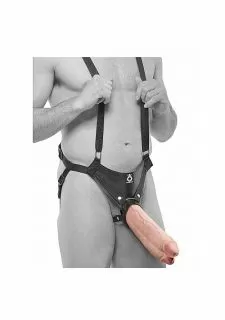 King Cock 11 Inch Two Cocks One Hole Hollow Strap-On Realistic Dildo-Flesh