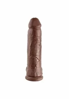 King Cock 12 Inch Realistic Dildo With Balls -Brown