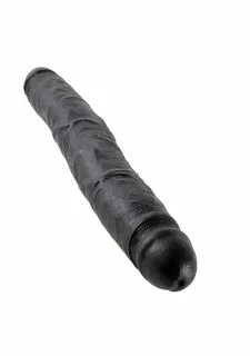 King Cock 12 Inch Slim Double Ended Realistic Dildo-Black