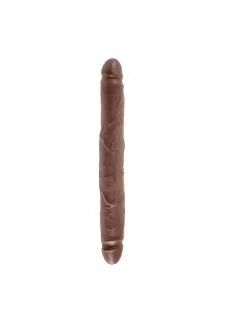 King Cock 12 Inch Slim Double Ended Realistic Dildo-Brown